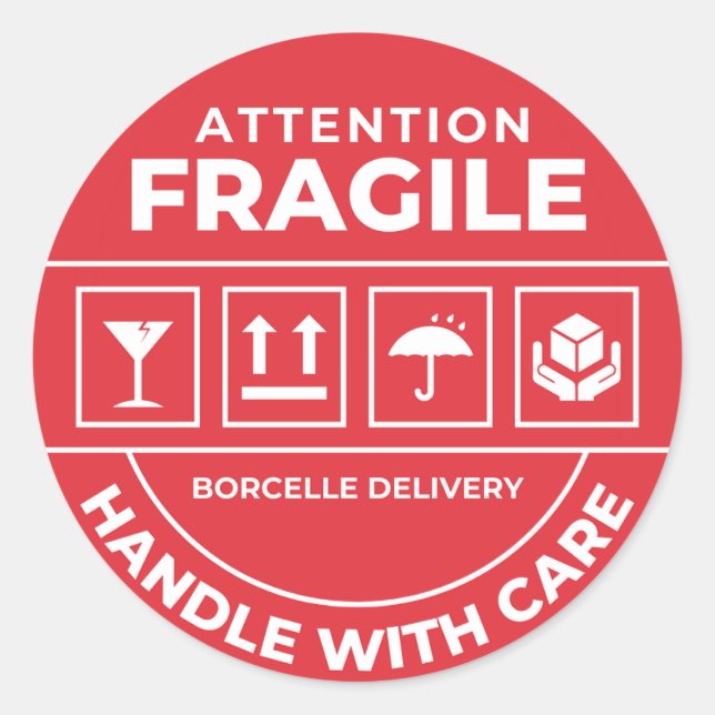 Rond Fragile Handle With Care Shipping Sticker (Devant)