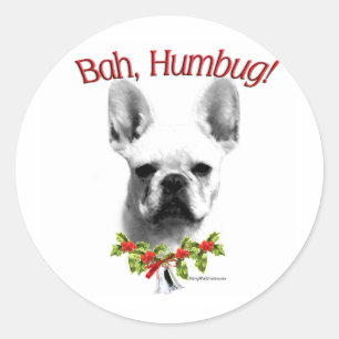 Rond French Bulldog Bah Humbug - Sticker