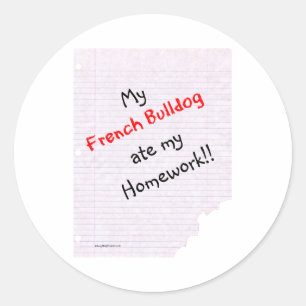 Rond Frenchie Ate My Homework - Sticker