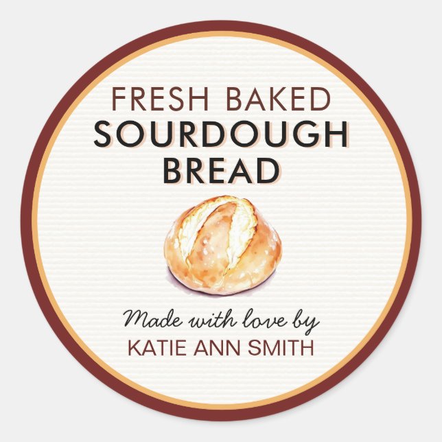 Rond Fresh Baked Sourdough Bread Label | Bakery Sticker (Devant)