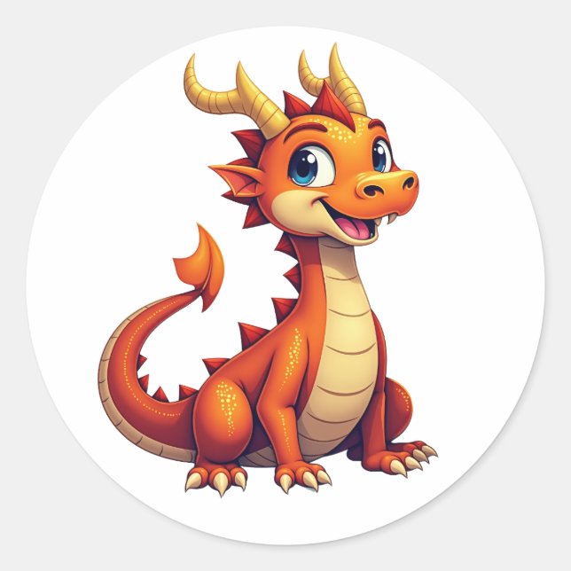 Rond Friendly Dragon Character Sticker  (Devant)