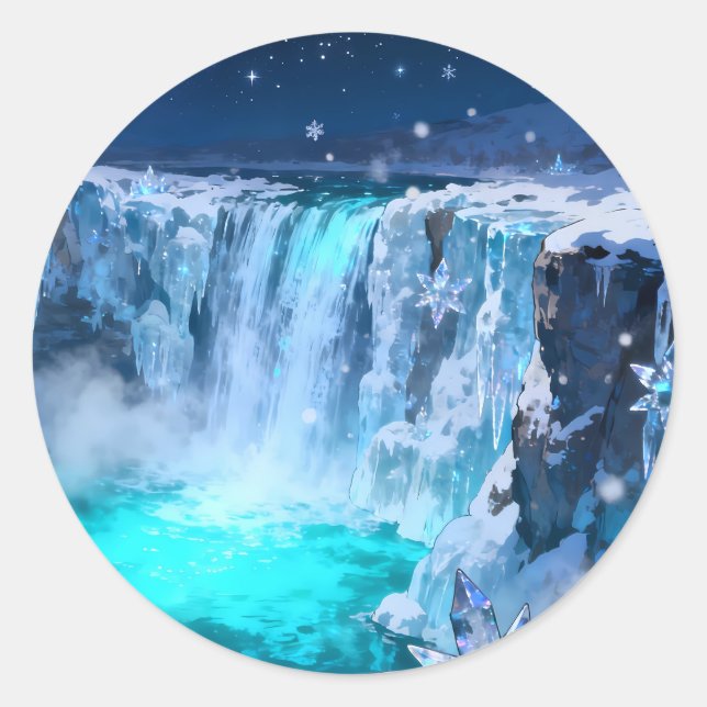 Rond Frozen Crystal Falls Sticker Sheet (Devant)
