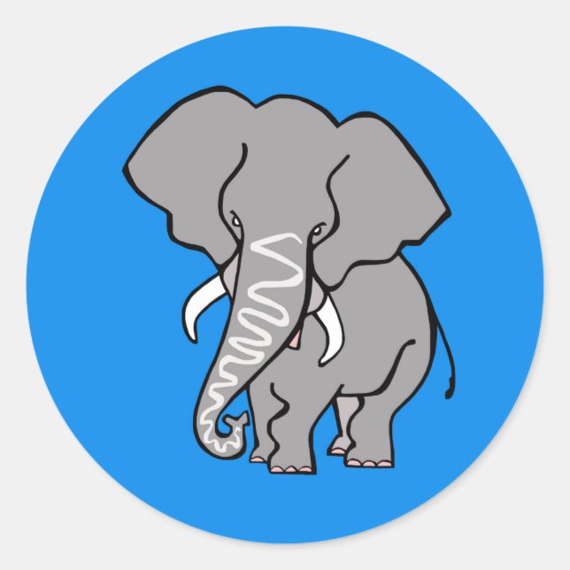 Rond Funky African ELEPHANT - Nature - Sticker bleu (Devant)
