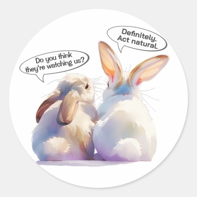 Rond Funny Bunny sticker –Is someone watching me? (Devant)