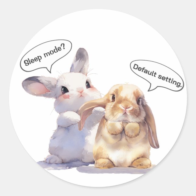 Rond Funny Bunny sticker – Sleep Mode vs Default (Devant)