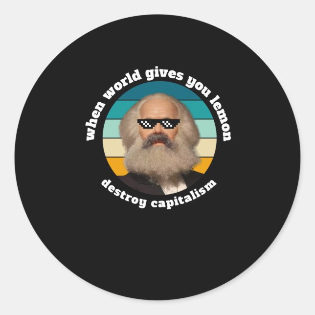 Rond Funny Capitalisme Karl Marx Sticker (Devant)
