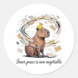 Rond Funny Capybara Inner Peace Sticker - Zen Animal De