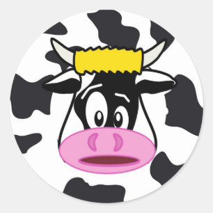 Rond Funny Crazy Vache ferme Sticker