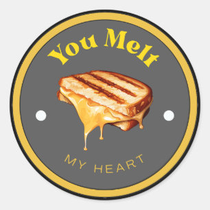 Rond FUNNY ! Sticker - Vous Fondez Mon Coeur - Fromage