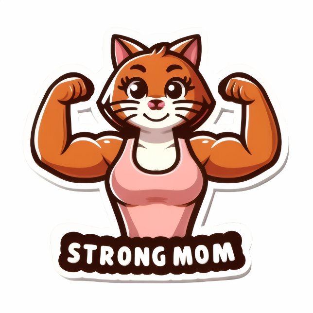 Rond Funny Strong Cat Mom Sticker (Funny Strong Cat Mom Sticker)