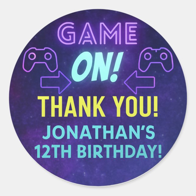 Rond GAME ON! Neon Gaming Sticker – Jonathan’s 12th Bir (Devant)