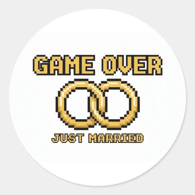 Rond Game Over Married Funny Sticker (Devant)