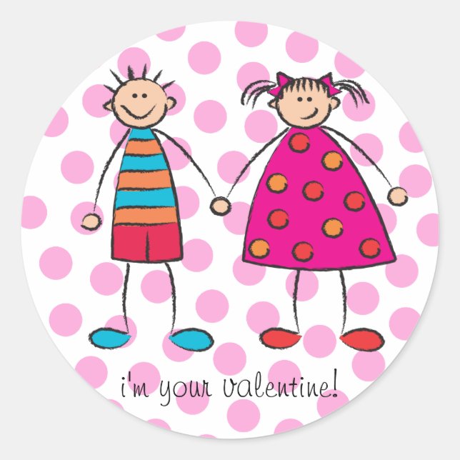 Rond Garçon + Fille = Aimer mignon Sticker cadeau Valen (Devant)