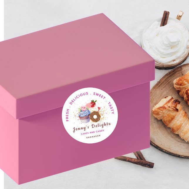 Rond Gâteaux féminins roses et commerce sucré Sticker (Créateur téléchargé)