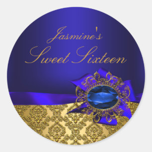 Rond Gem & Bow Bleu Sweet 16 Sticker