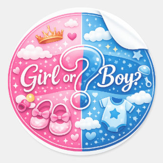Rond Gender Reveal Sticker – Girl or Boy?