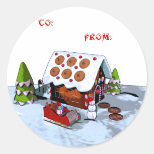 Rond Gingerbread house Holiday Sticker Tags cadeaux