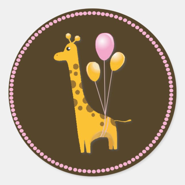 Rond Giraffe avec ballons Sticker Baby shower (Devant)