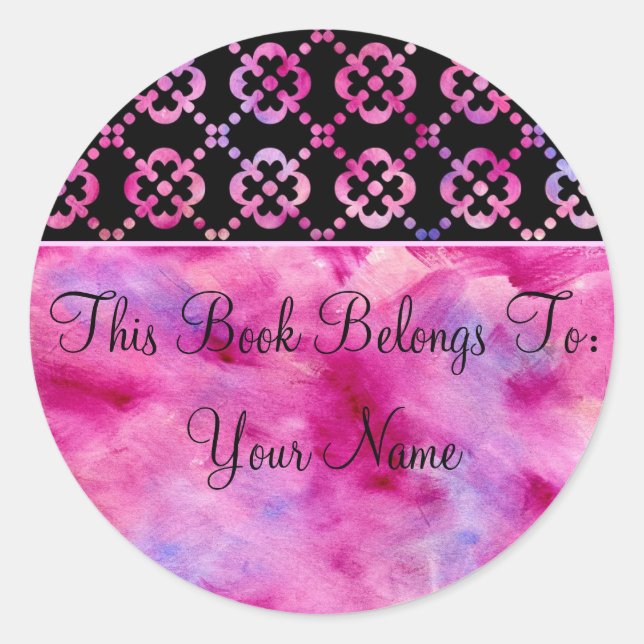 Rond Girly Ce Livre Appartient À Sticker (Devant)