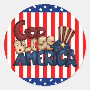 Rond God Bless America mot art sticker