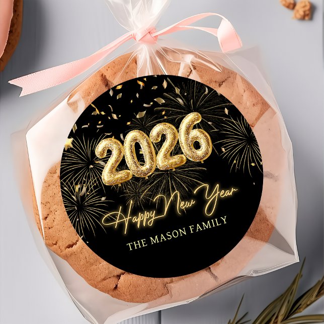 Rond Gold Balloon New Years Eve Party Sticker (Créateur téléchargé)