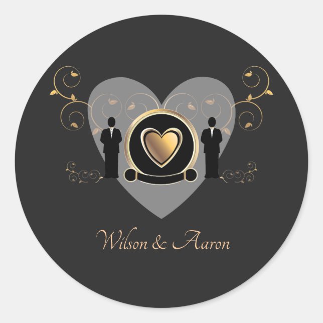 Rond Gold Heart Homme Mariage | Sticker (Devant)