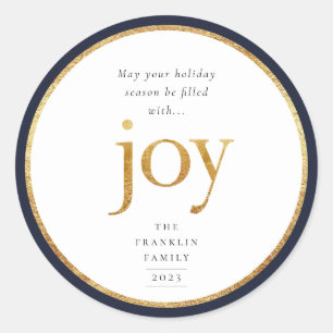 Rond Gold Joy Modern Christmas Classic Round Sticker
