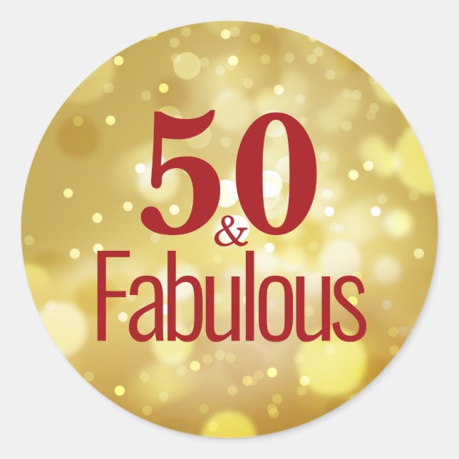 Rond Gold Red 50 & Fabuleux Sticker d'anniversaire (Devant)