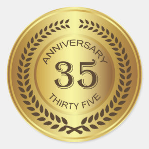 Rond Golden 35th Anniversary with laurel wreath Sticker