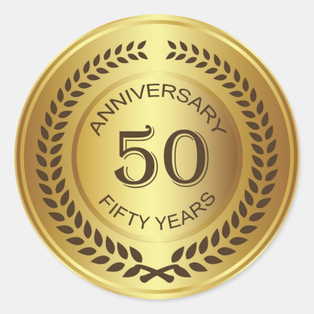 Rond Golden 50th Anniversary with laurel wreath Sticker (Devant)