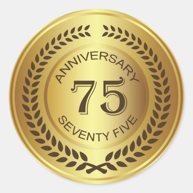 Rond Golden 75th Anniversary with laurel wreath Sticker (Devant)