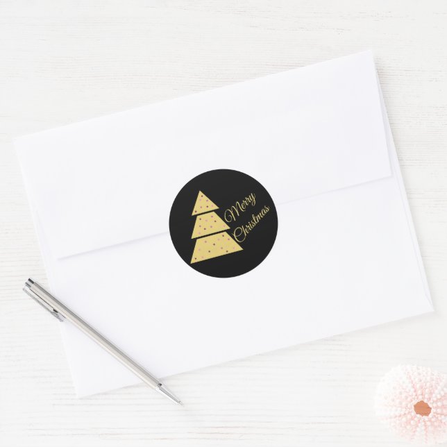 Rond Golden Christmas Tree Sticker (Enveloppe)