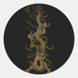 Rond GOLDEN DRAGON Asian Sticker Art Series
