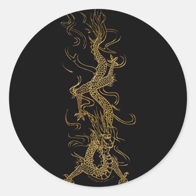 Rond GOLDEN DRAGON Asian Sticker Art Series (Devant)