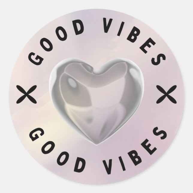 Rond Good Vibes Heart Sticker (Devant)