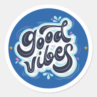 Rond Good Vibes Sticker – Positive Aesthetic Motivation