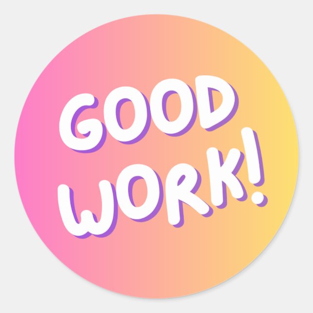 Rond “Good Work!” Colorful Encouragement Sticker (Devant)