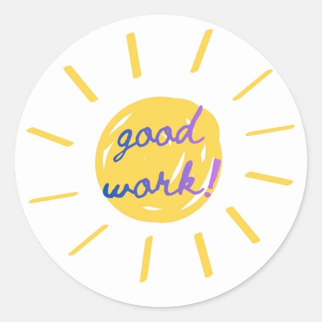 Rond “Good Work!” Motivational Sticker for Kids (Devant)