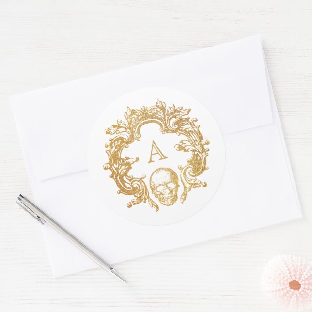 Rond Gothique Glam Halloween | Sticker | Blanc (Enveloppe)
