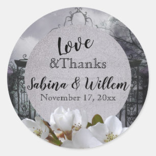 Rond Gothique Lune Floral Love&Thanks Favoriser Sticker