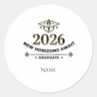 Rond Graduation 2026 Gold Sticker / Pegatina Graduación