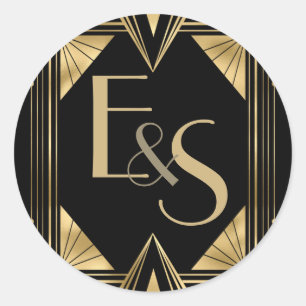 Rond Grand Gatsby art déco élégant mariage Sticker