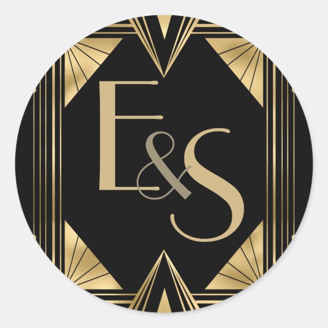Rond Grand Gatsby art déco élégant mariage Sticker (Devant)
