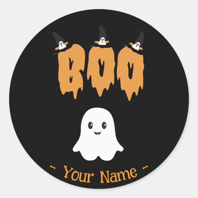 Rond Grand Sticker Ghost Boo Halloween (Devant)