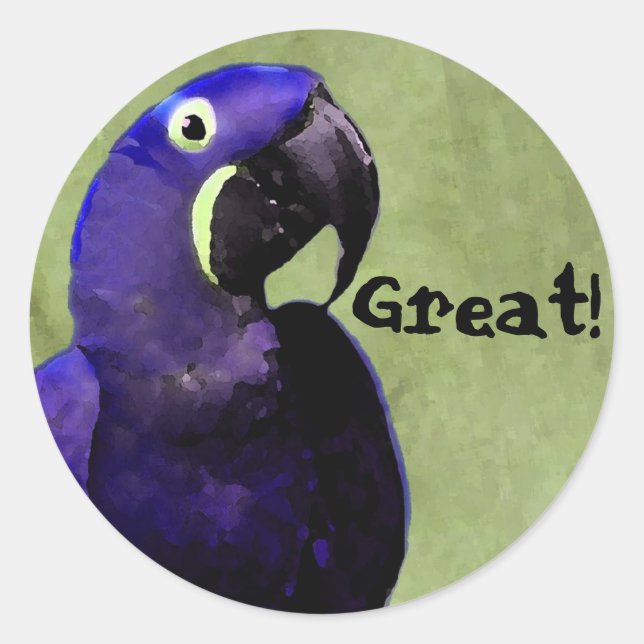 Rond GRAND sticker récompense avec Blue Parrot (Devant)