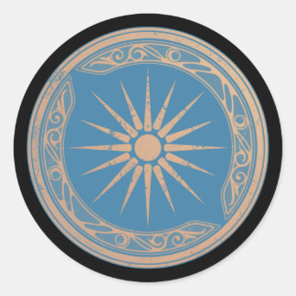 Rond Greek Shield with Vergina Sun Sticker