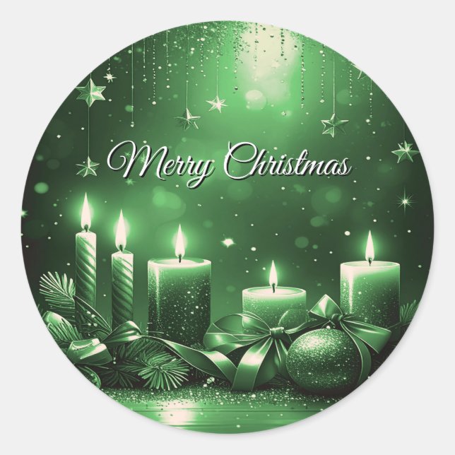 Rond Green Candles Christmas Holiday Sticker (Devant)
