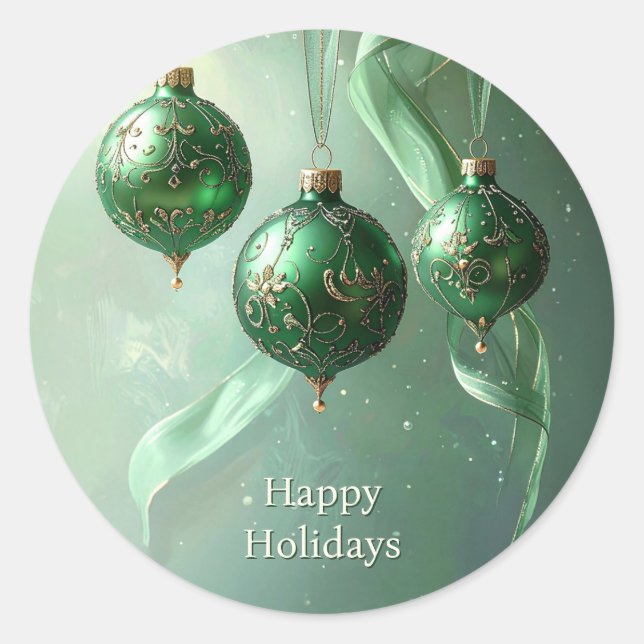 Rond Green Christmas Ball Holiday Sticker (Devant)