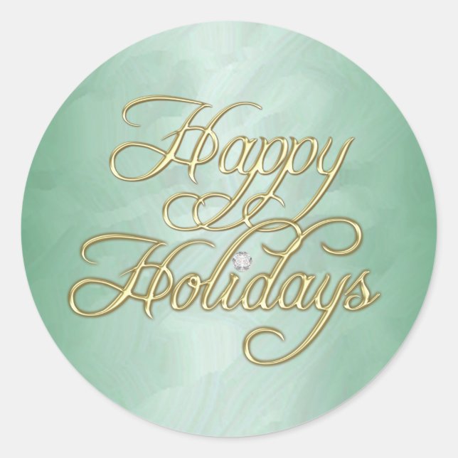 Rond Green Foil Happy Holidays Diamond Sticker (Devant)