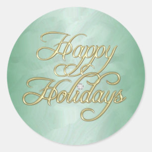 Rond Green Foil Happy Holidays Diamond Sticker